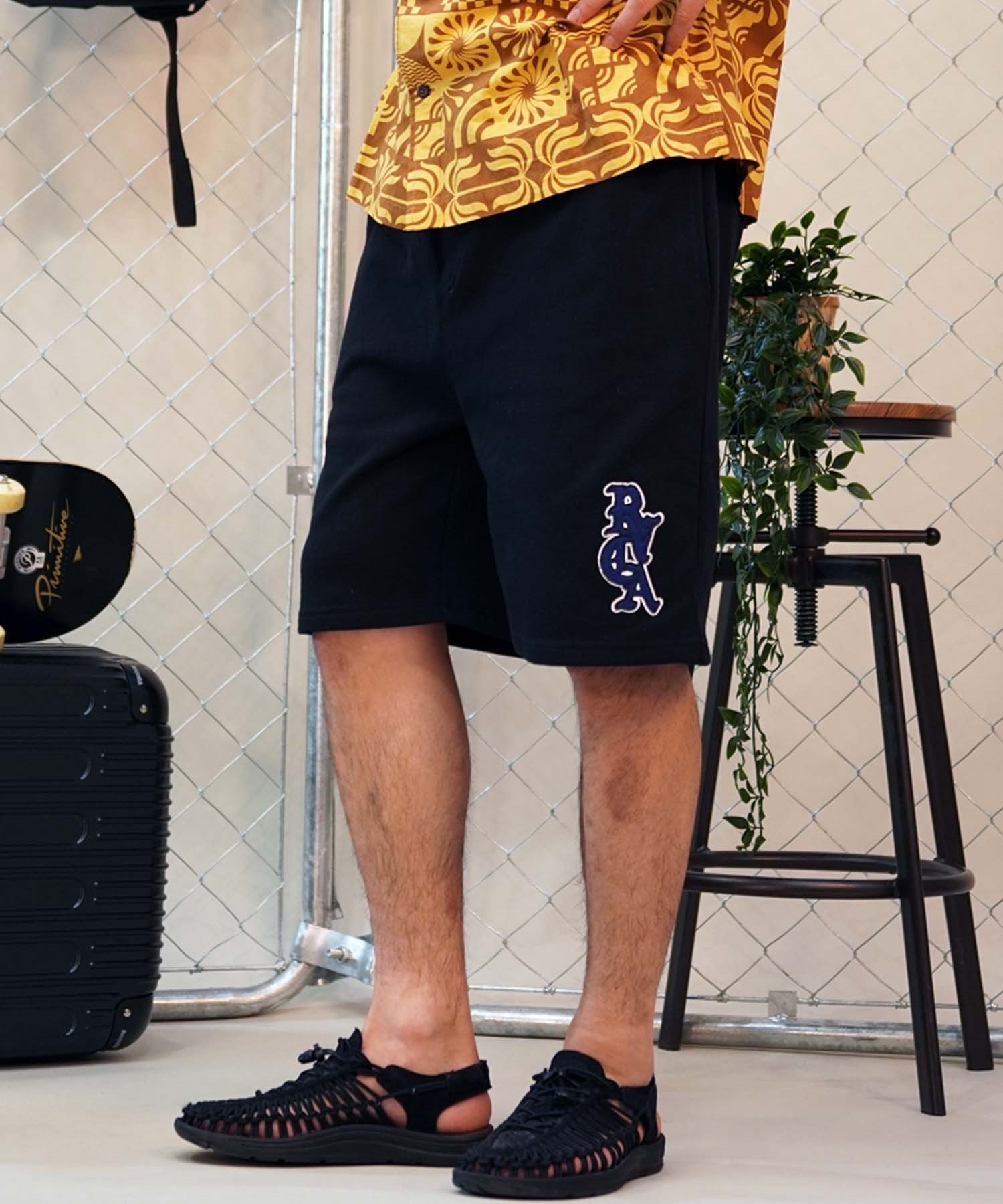 【クーポン対象】RVCA ルーカ メンズ ハーフパンツ ショートパンツ ワンポイント ロゴ セットアップ対応 BE041-637(BLK-S)