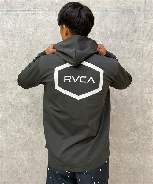 【クーポン対象】RVCA ルーカ BD041-850 メンズ ラッシュガード ジップアップパーカー 長袖 UVカット 水陸両用 ユーティリティ 速乾 KK1 D23(BKWT-S)