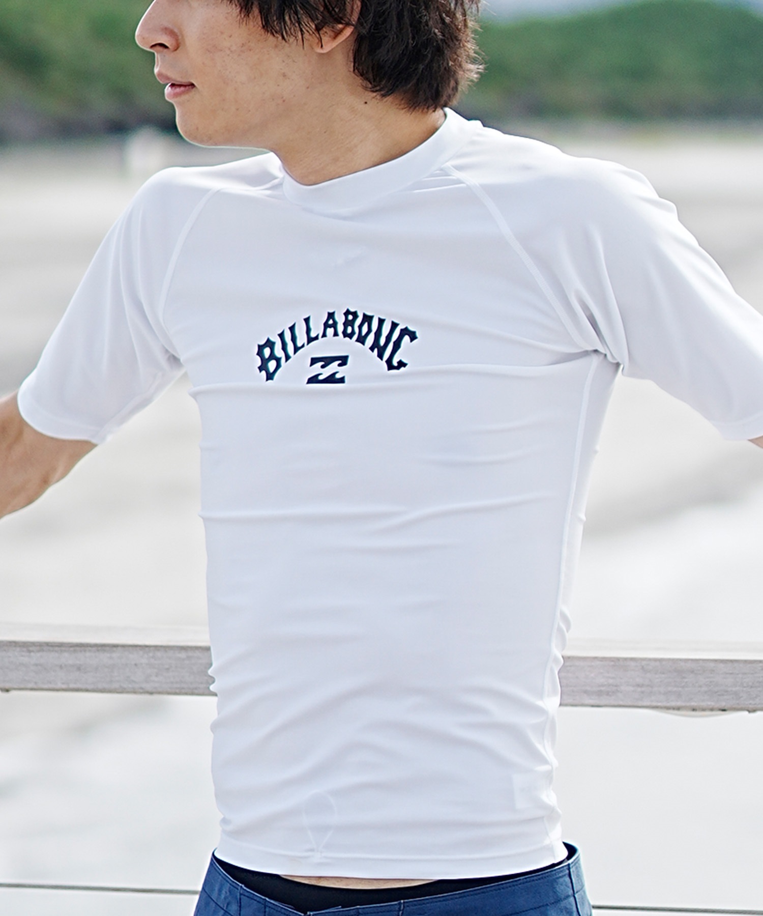 BILLABONG ビラボン メンズ 半袖 ラッシュガード タイトフィット ラウンドネック UVカット BE011-852(WHT-M)