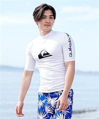 QUIKSILVER クイックシルバー メンズ ラッシュガード 半袖 Tシャツ 水着 UVカット ALL TIME SR QLY241022(WHT-M)