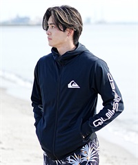 QUIKSILVER クイックシルバー メンズ ラッシュガード ジップアップ パーカー 長袖 水着 UVカット FRONT OMNI ZIP HOODIE QLY241032(BLK-M)