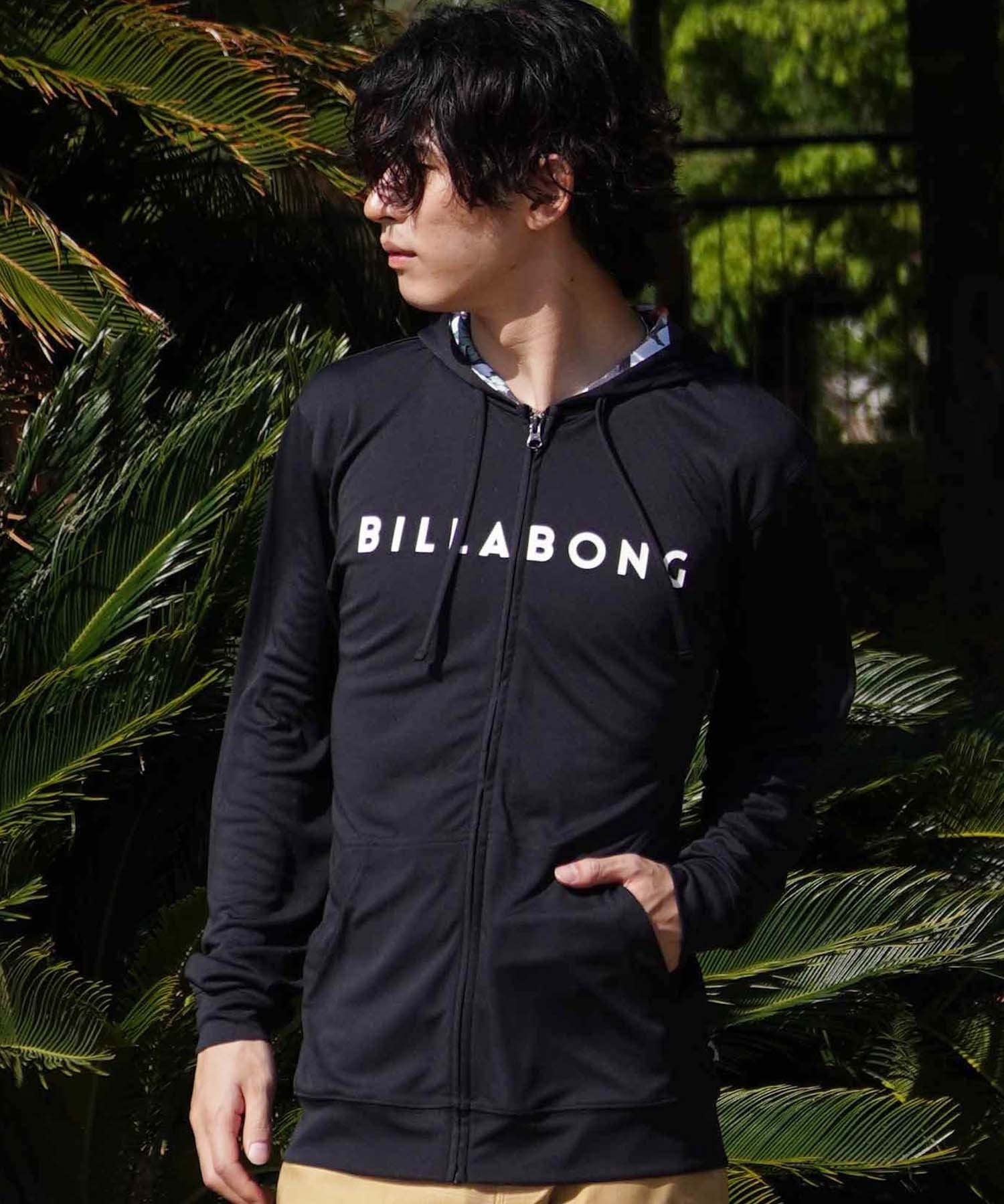 BILLABONG ビラボン メンズ 長袖 ラッシュガード パーカー ジップアップ UVケア ロゴ フード BE01A-852(BLK-S)