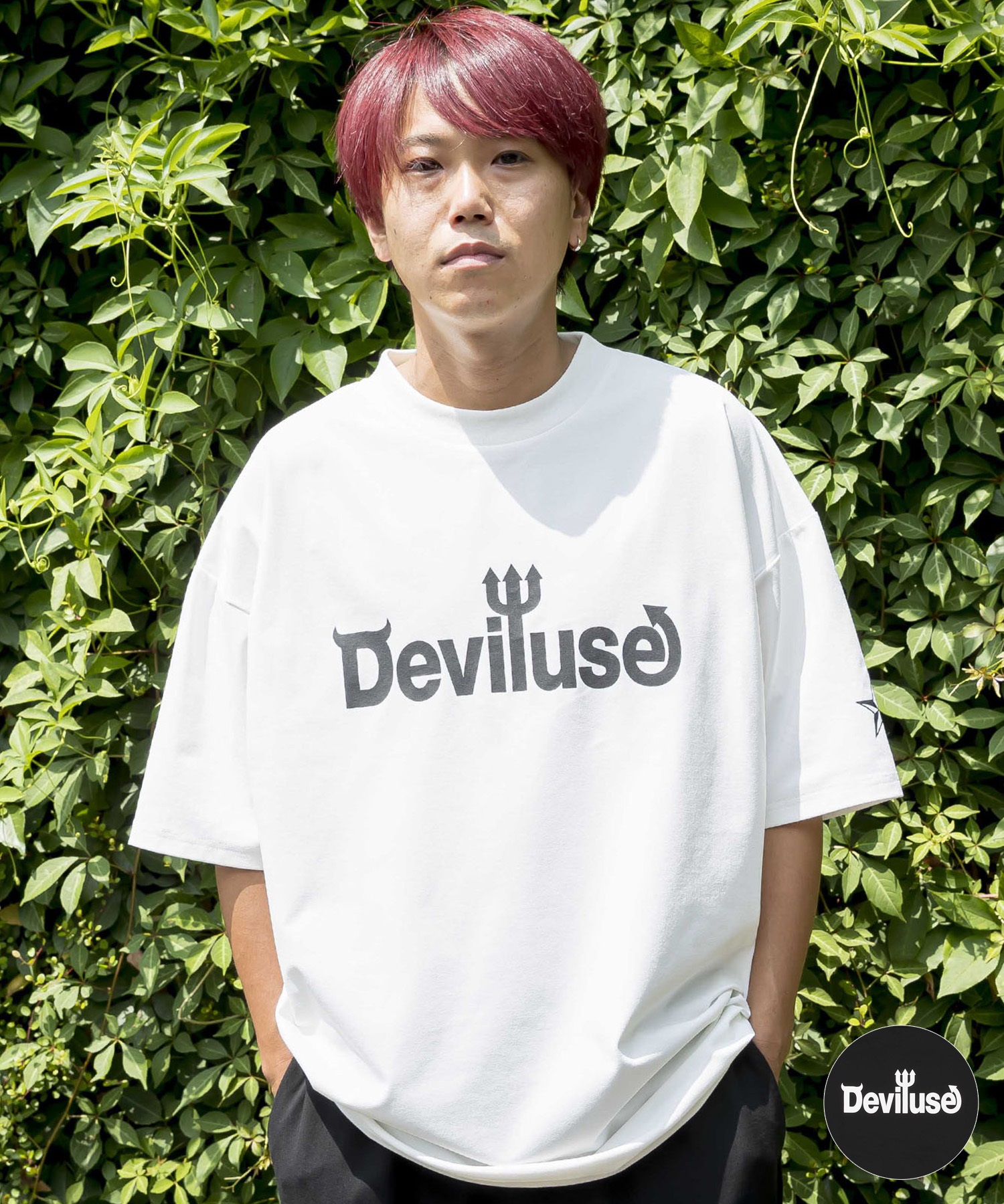 DEVILUSE デビルユース メンズ ラッシュガード 半袖 Tシャツ オーバーサイズ 水陸両用 ムラサキスポーツ限定 243OO1ST301DU(WHT-M)