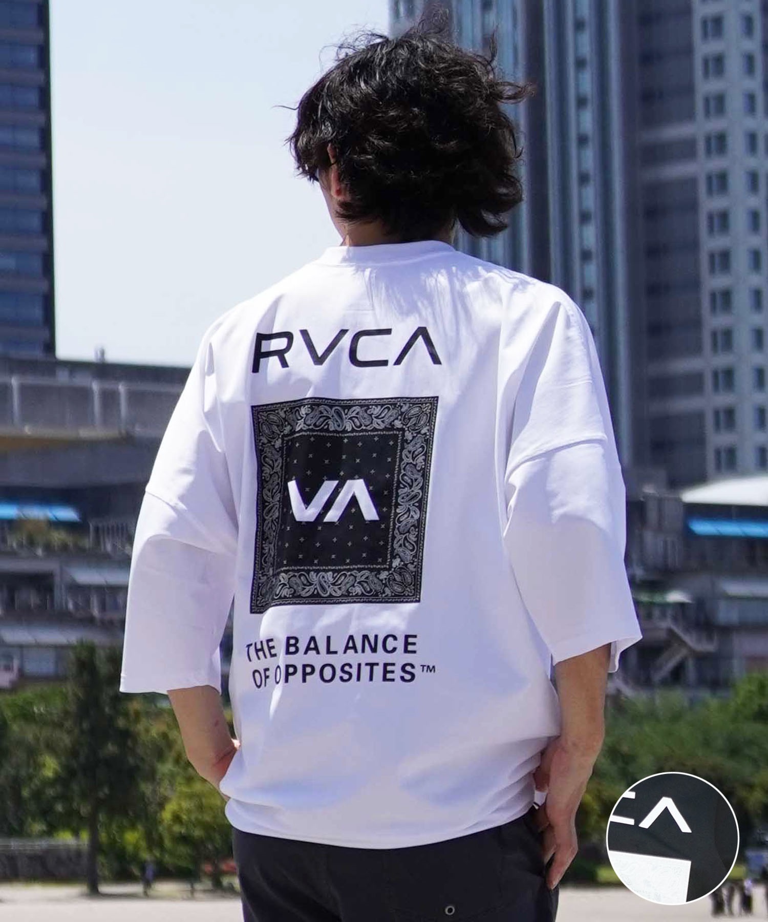 RVCA ルーカ メンズ ラッシュガード 半袖 Tシャツ バックプリント 裾ドローコード ドロスト 水陸両用 BE04A-P25(WHT-S)