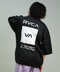 RVCA ルーカ メンズ ラッシュガード 半袖 Tシャツ バックプリント 裾ドローコード ドロスト 水陸両用 BE04A-P25(BLK-S)