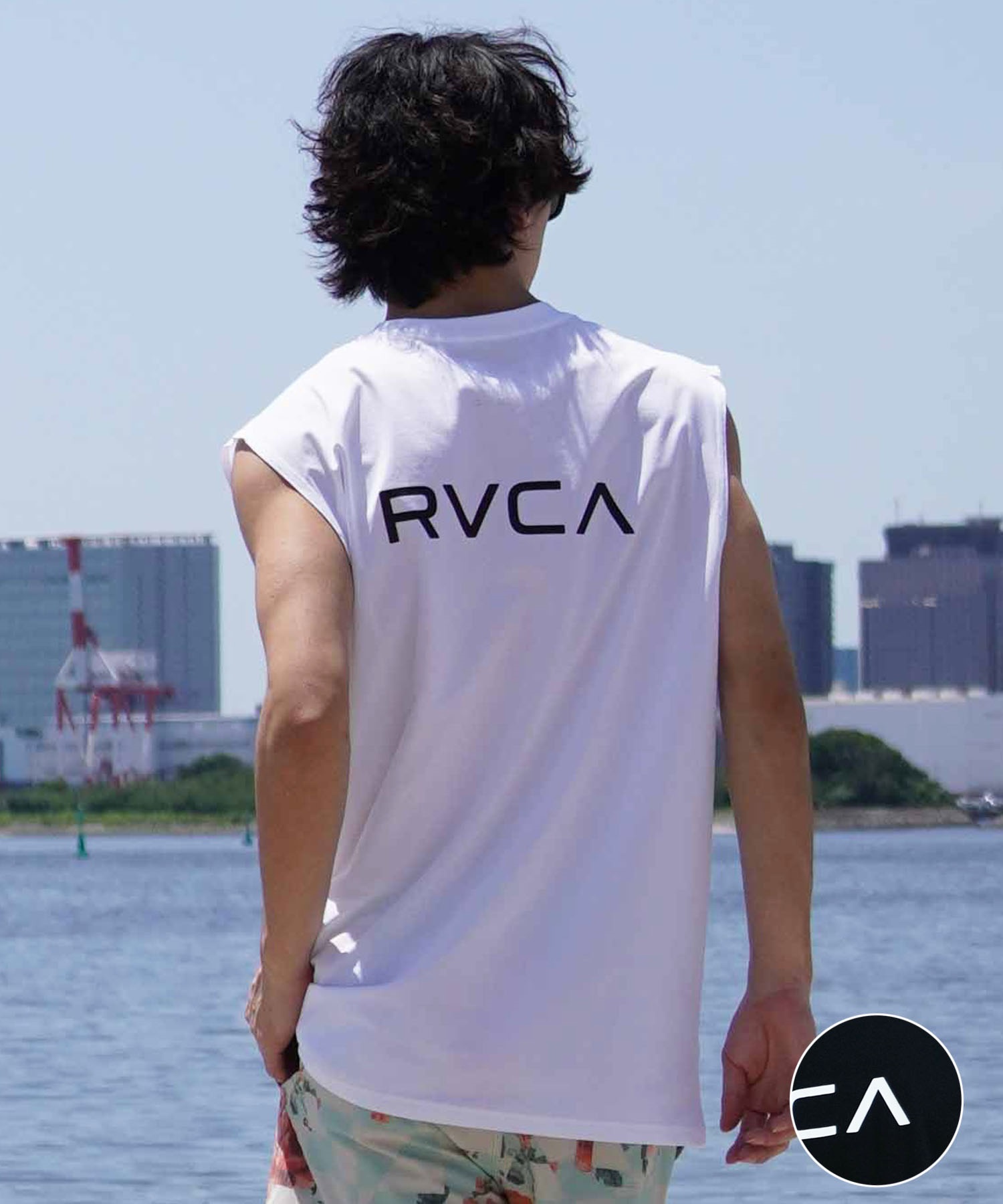 RVCA ルーカ メンズ ラッシュガード タンクトップ オーバーサイズ バックプリント 水陸両用 ムラサキスポーツ限定 BE04A-P36(WHT-S)