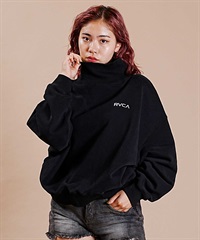 RVCA/ルーカ レディース トレーナー スウェット ハイネック ルーズシルエット ワンポイント BD044-152(BLK-M)