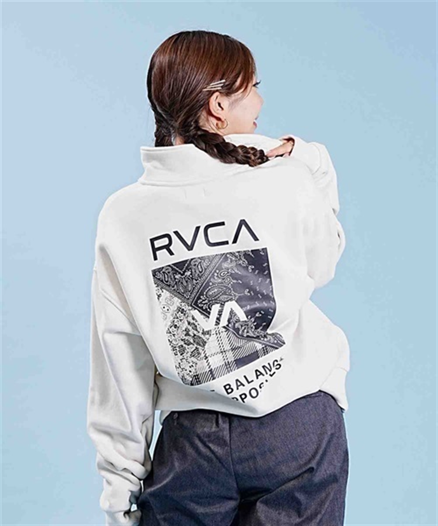 RVCA/ルーカ BANDANA BOX LOGO HALF ZIP スウェット トレーナー バック