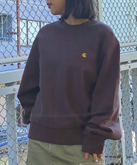 Carhartt/カーハート AMERICAN SCRIPT SWEATSHIRT レディース スウェット トレーナー I032326(BROWN-XS)