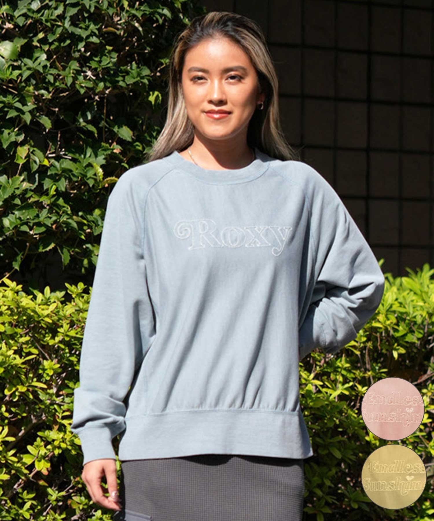 ROXY ロキシー RLT241067 レディース トレーナー 長袖 Tシャツ 刺繍 ロゴ(GRN-M)