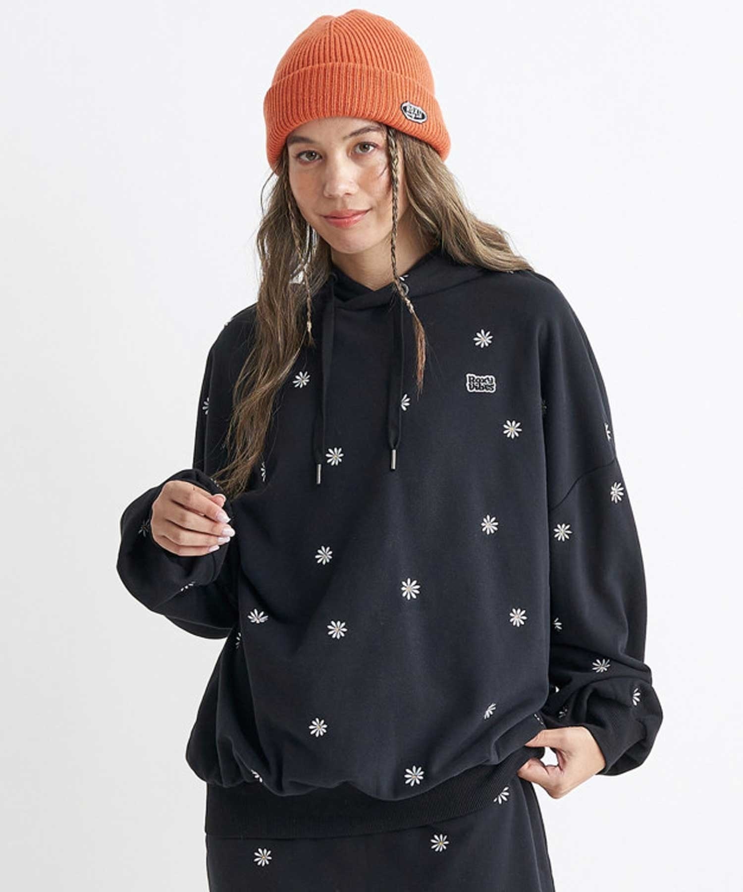 ROXY/ロキシー FRESH AS　A DAISY HOODIE レディース オーバーサイズ パーカー プルオーバーフーディ RPO234605T(BLK-M)