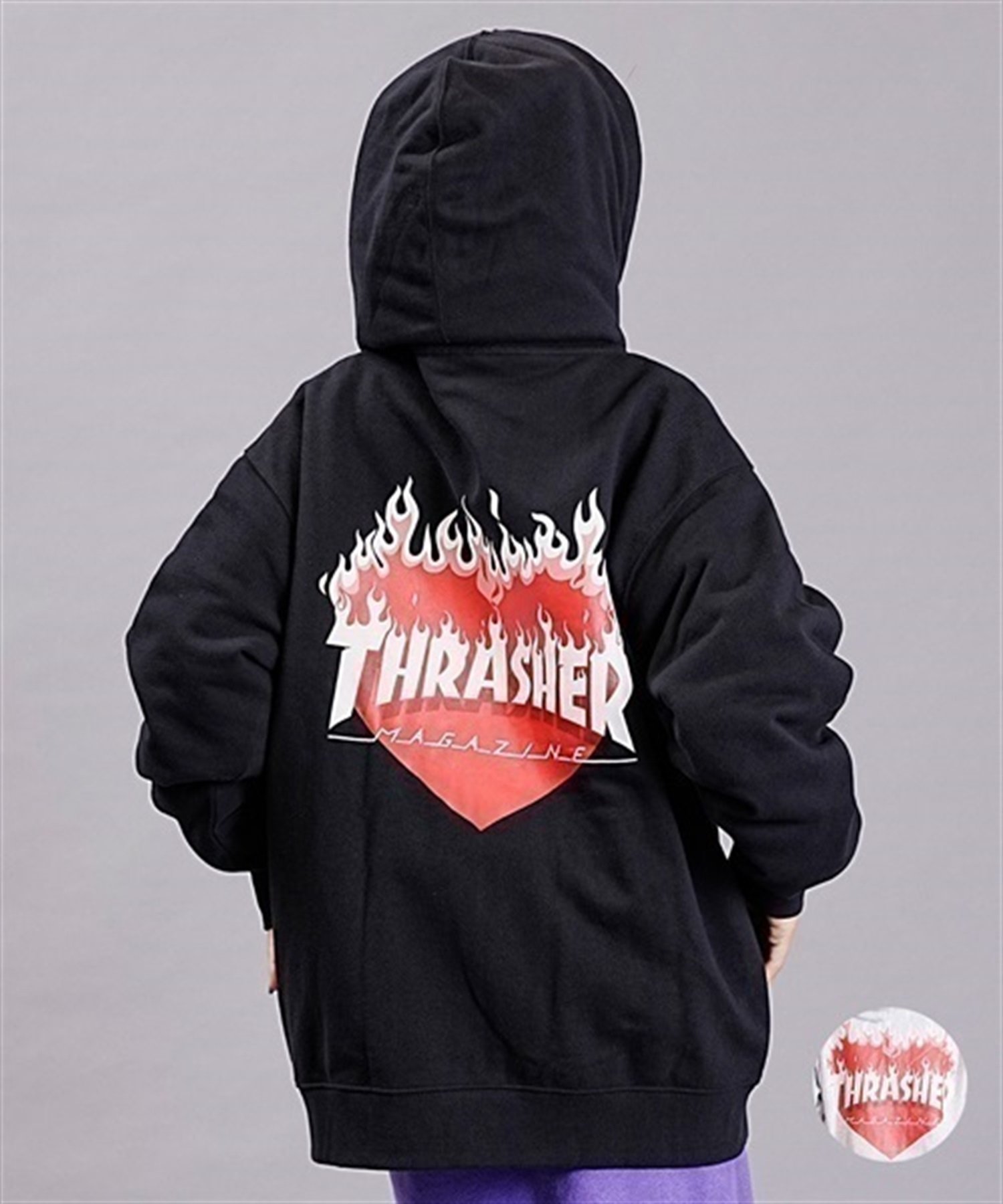 THRASHER/スラッシャー パーカー ジップアップ バックプリントハート柄