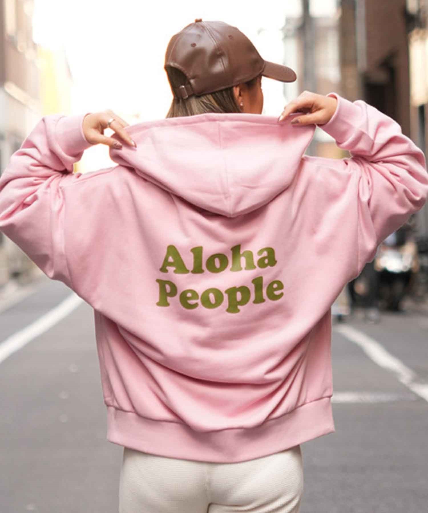 ALOHA PEOPLE/アロハピープル レディース フルジップパーカー 薄手 APSS2405(PINK-M)