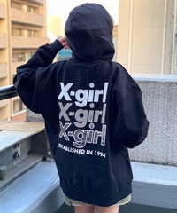 X-GIRL/エックスガール GEOMETRIC TRIPLE LOGO ZIP UP SWEAT HOODIE レディース ジップ アップ パーカー 105233012021(BLACK-M)