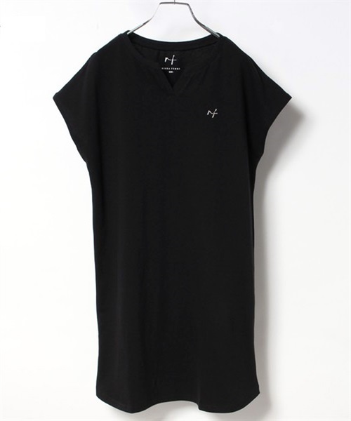 RIKKA FEMME リッカファム BY23SS06 レディース トップス チュニック ワンピース カットソー Tシャツ KK1 C23(BLK-SM)