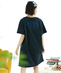 ROXY ロキシー レディース 半袖 Tシャツ ワンピース バックプリント ロゴ オーバーサイズ RDR242022(BLK-M)