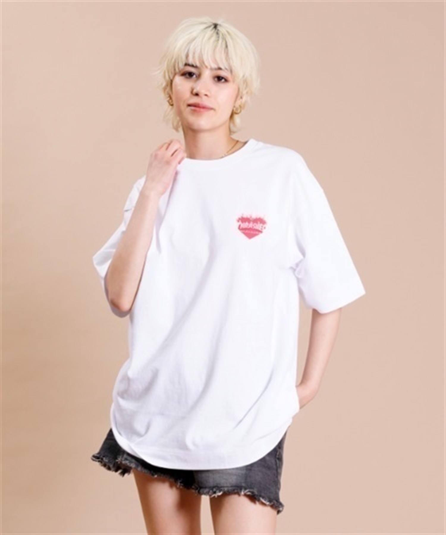 THRASHER スラッシャー THML-001 BHEART レディース 半袖 Tシャツ KK1 D24(WTPK-M)