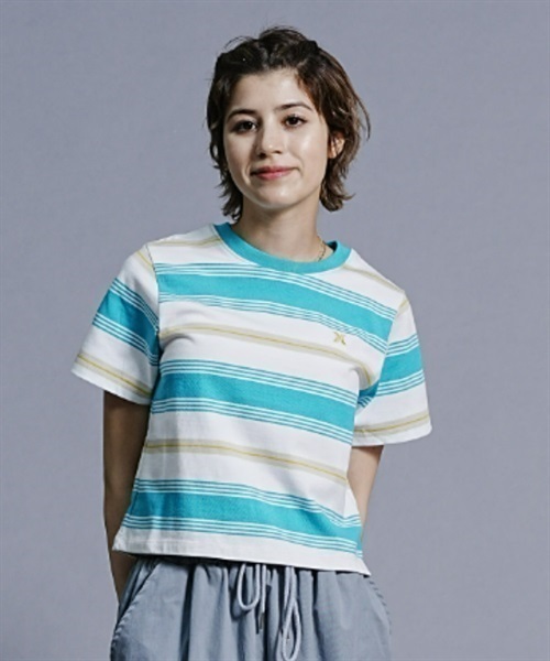 Hurley ハーレー WOMENS CROP BORDER TEE ウィメンズ クロップ ボーダー ティー WSS2320043 レディース 半袖  Tシャツ KX1 C31 ショートスリーブ｜ムラサキスポーツオンラインストア 通販