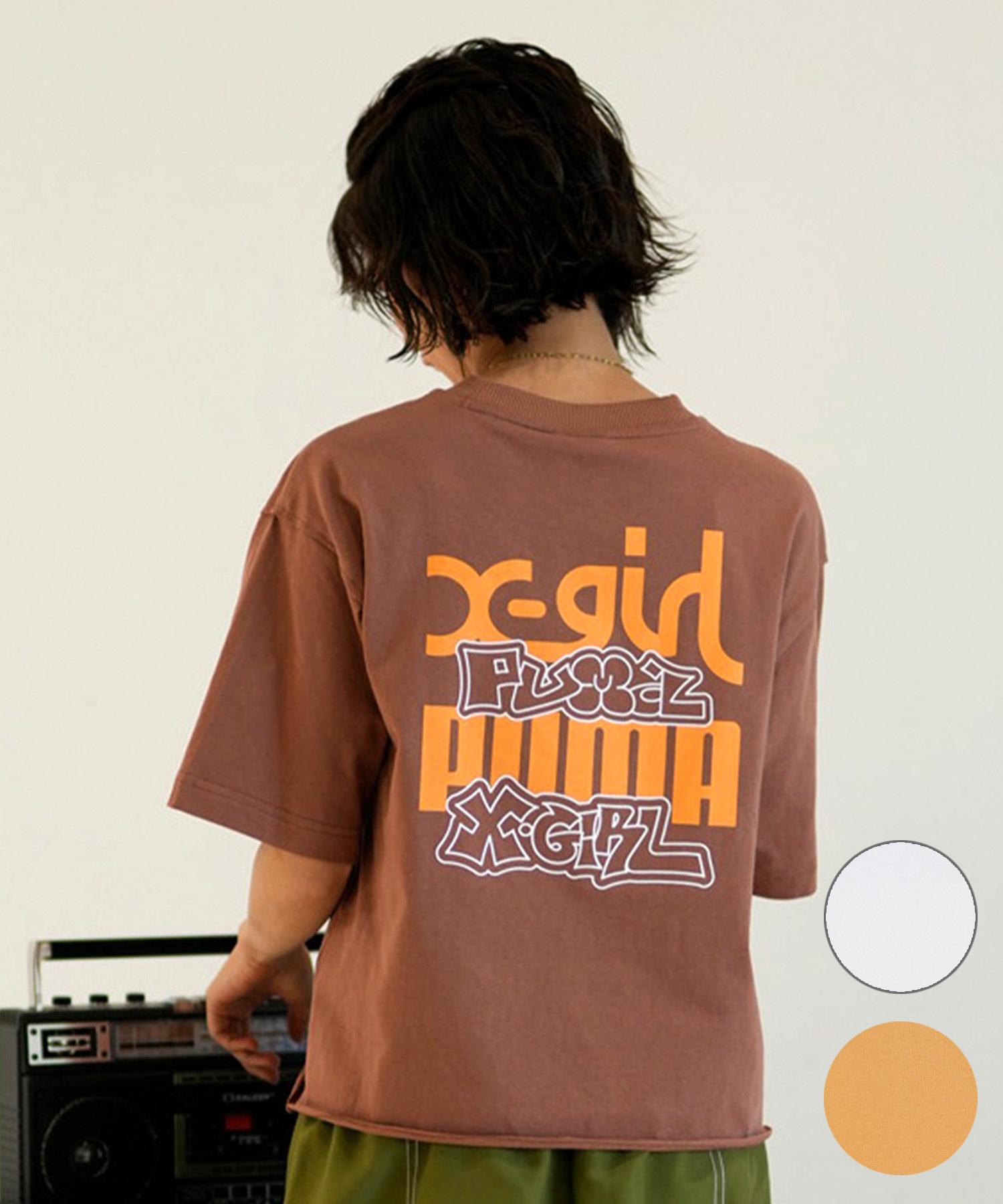 PUMA プーマ × X-GIRL エックスガール コラボ ウィメンズ グラフィック 半袖 Tシャツ レディース 624723(82-S)