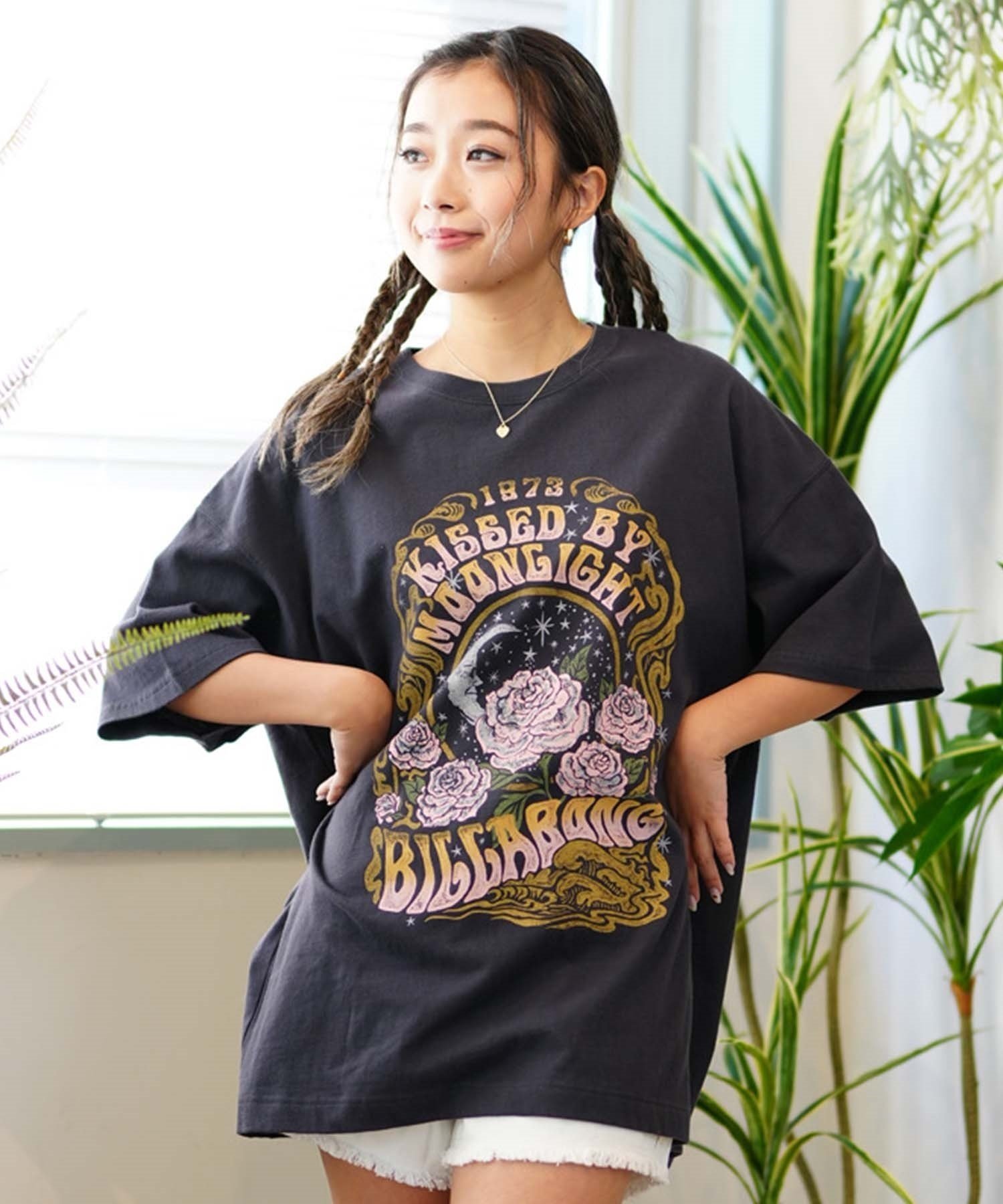 BILLABONG ビラボン GRAPHIC TEE レディース 半袖Tシャツ ルーズシルエット BE013-210(BSD-M)