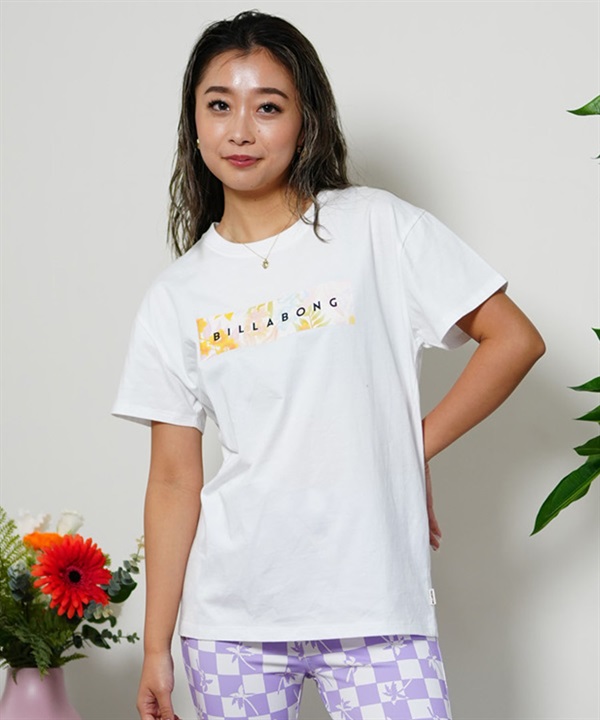 BILLABONG ビラボン レディース 半袖Tシャツ ボックスロゴ ボタニカル柄 BE013-221