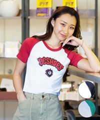 DC ディーシー レディース 半袖 Tシャツ ショート丈 クロップド丈 チビT ストレッチ LST242305(RED-S)