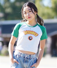 DC ディーシー レディース 半袖 Tシャツ ショート丈 クロップド丈 チビT ストレッチ LST242305(GRN-S)