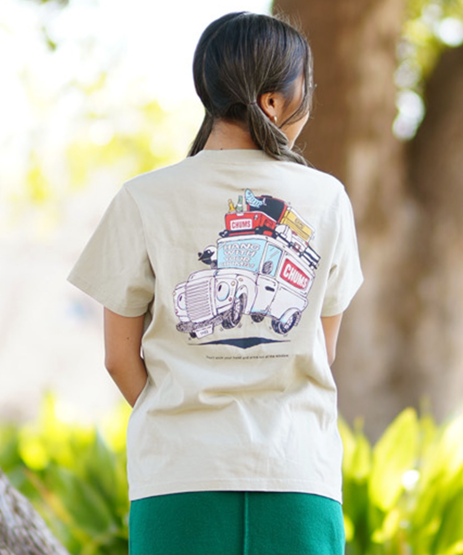 CHUMS チャムス Go Outdoor Pocket T-Shirt レディース 半袖Tシャツ ポケット バックプリント CH11-2348(G057-M)