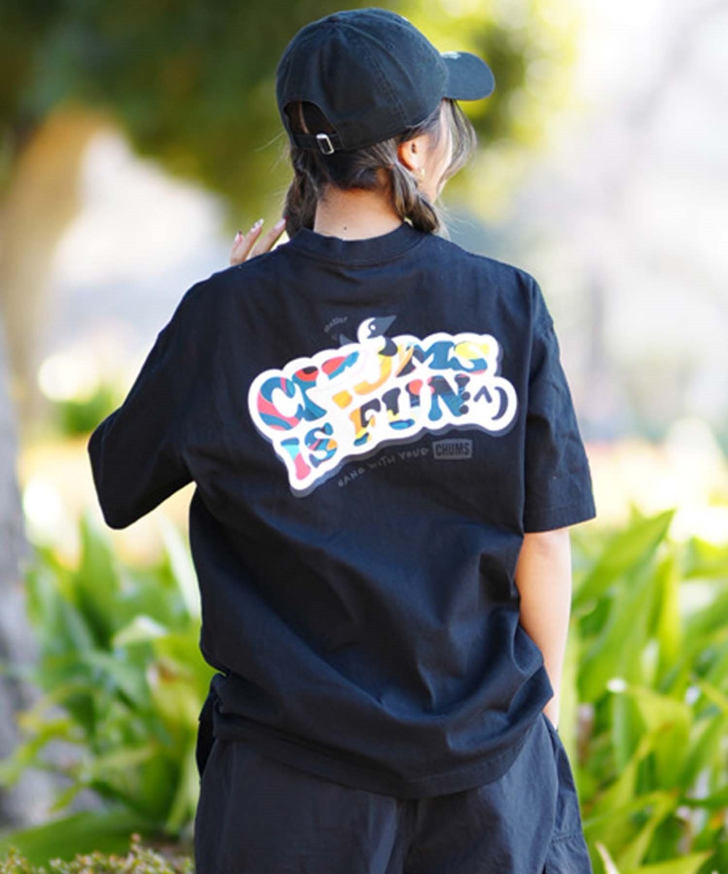 CHUMS チャムス Oversized CHUMS IS FUN T-Shirt レディース Tシャツ バックプリント DESI CH11-2357(K001-M)