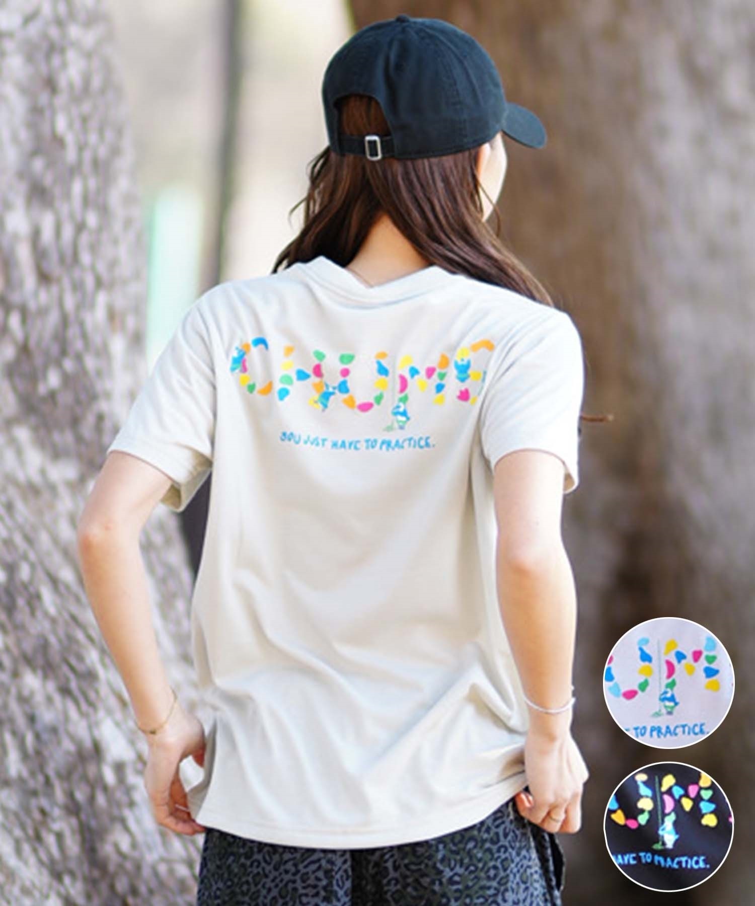 CHUMS チャムス Climbing Booby Work Out Dry T-Shirt レディース 半袖Tシャツ バックプリント CH11-2376(W001-M)