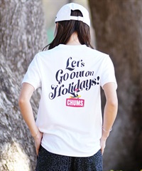 CHUMS チャムス Let's Go out on Holidays! Work Out Dry T レディース 半袖Tシャツ バックプリント CH11-2377(W001-M)