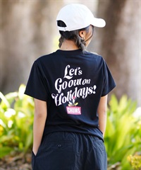 CHUMS チャムス Let's Go out on Holidays! Work Out Dry T レディース 半袖Tシャツ バックプリント CH11-2377(K001-M)