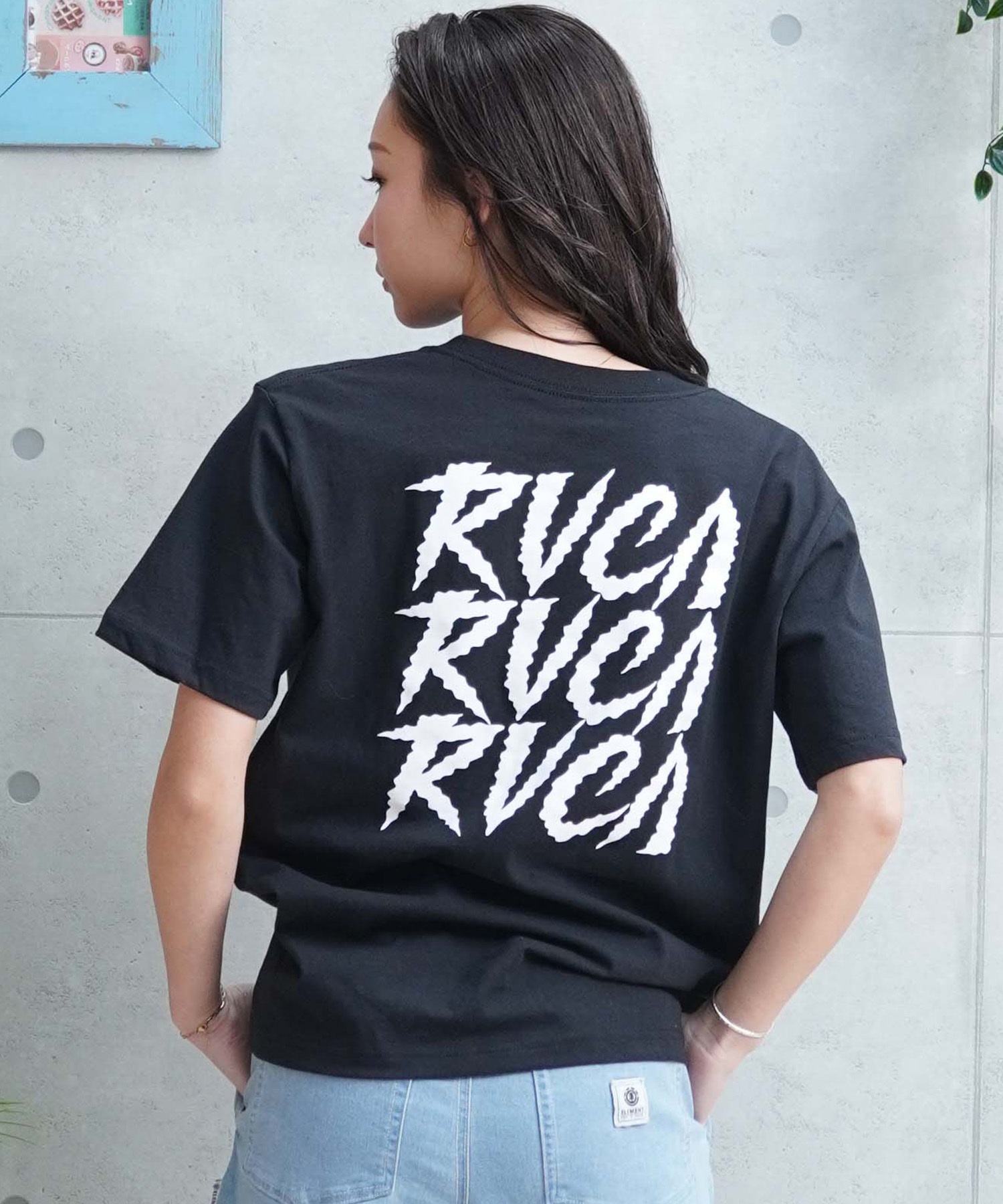 【クーポン対象】RVCA ルーカ レディース 半袖Tシャツ バックプリント BE043-213(BLK-S)