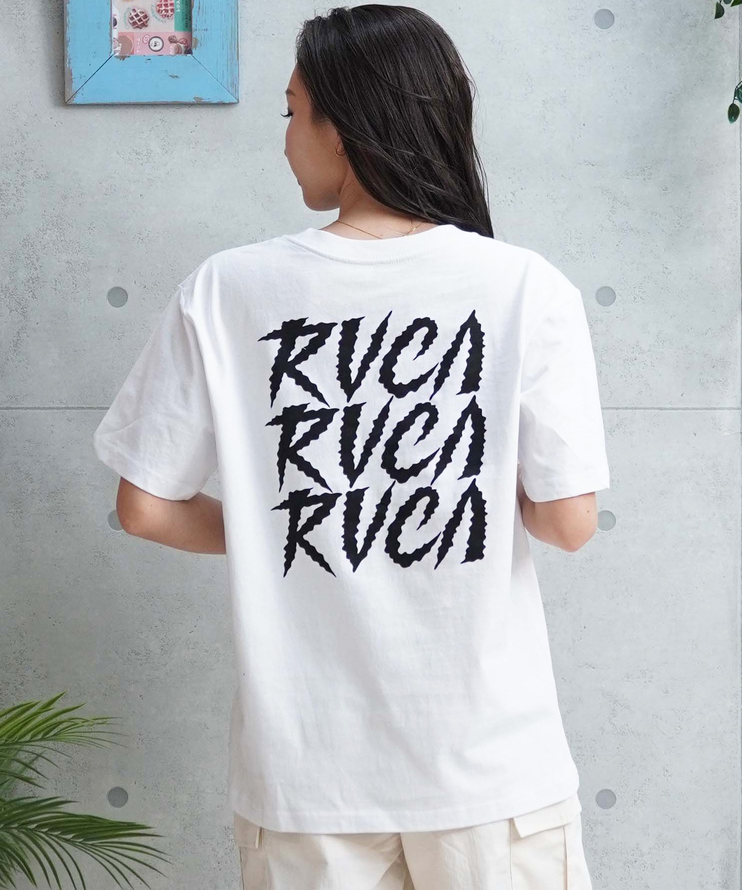 【クーポン対象】RVCA ルーカ レディース 半袖Tシャツ バックプリント BE043-213(WHT-S)