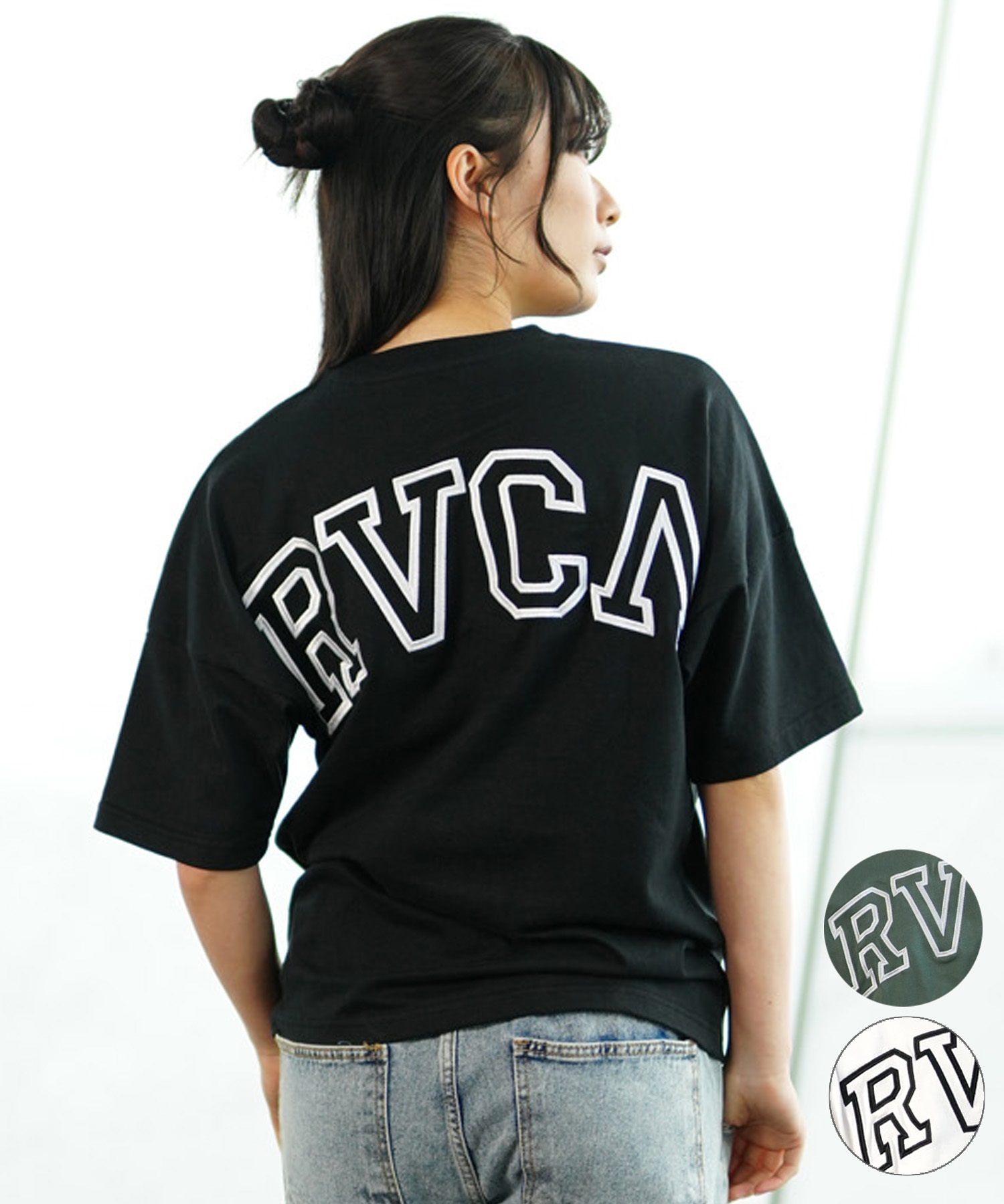 RVCA ルーカ BE043-221 レディース 半袖 Tシャツ バックプリント(BLK-S)
