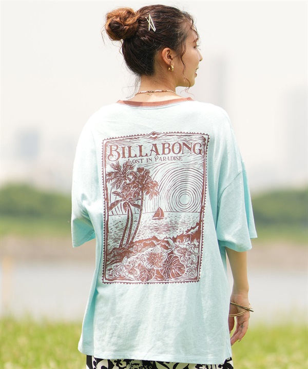 BILLABONG ビラボン レディース トリムTシャツ 半袖 バックプリント ルーズフィット BE01C-208