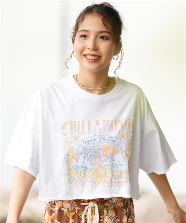 BILLABONG ビラボン レディース Tシャツ 半袖 クロップド丈 フロントプリント BE01C-214 ムラサキスポーツ限定