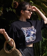 BILLABONG ビラボン レディース Tシャツ 半袖 クロップド丈 フロントプリント BE01C-214 ムラサキスポーツ限定(BLK-M)