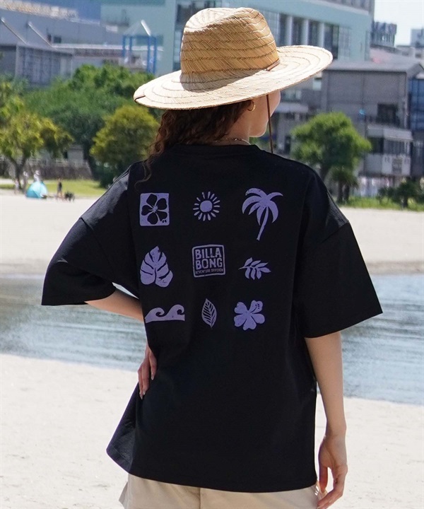 BILLABONG ビラボン 半袖 ラッシュガード レディース Tシャツ バックプリント 水陸両用 BE01C-215 ムラサキスポーツ限定