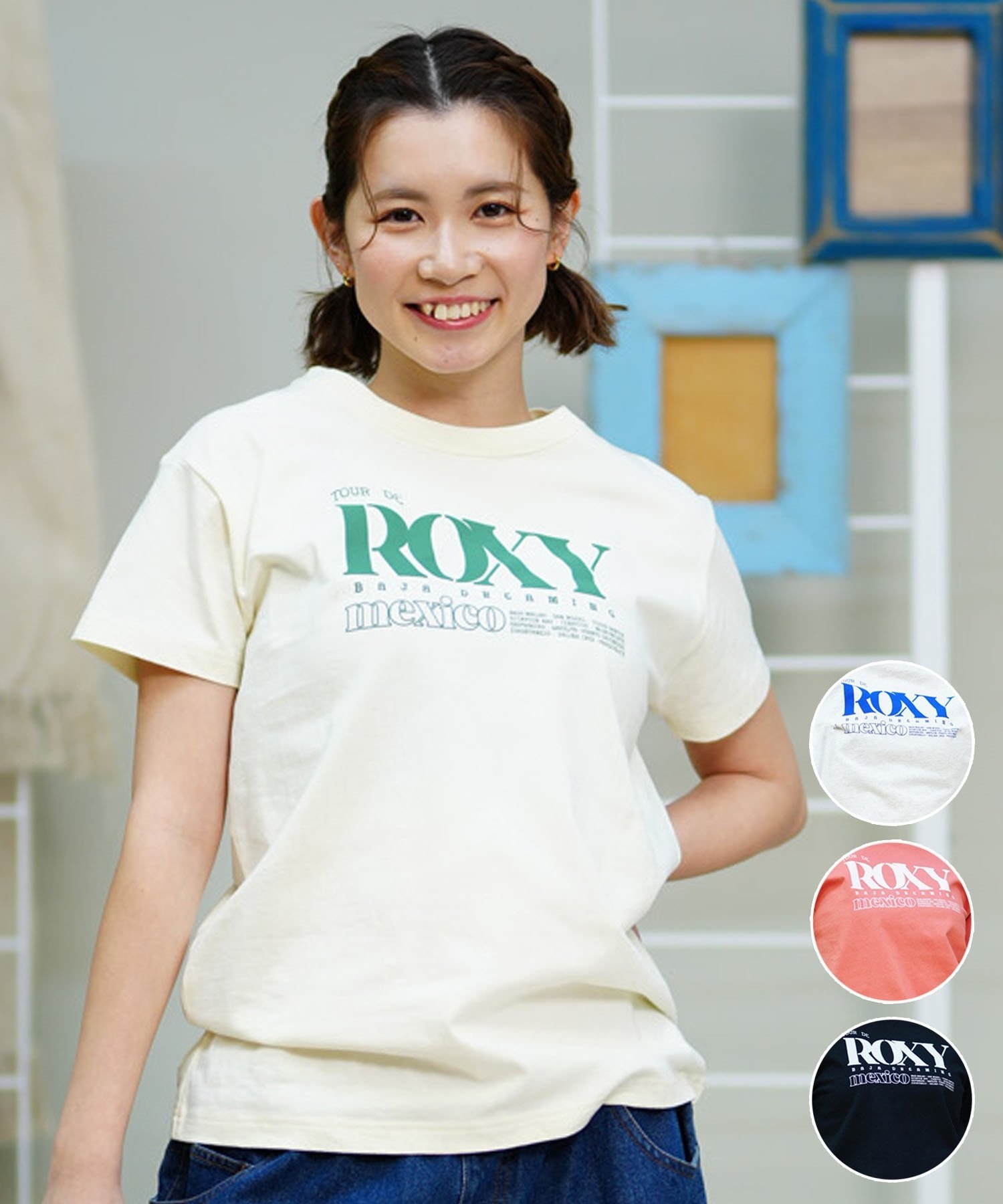 【クーポン対象】ROXY ロキシー レディース 半袖Tシャツ ブランドロゴ クルーネック RST242032(BBK-M)