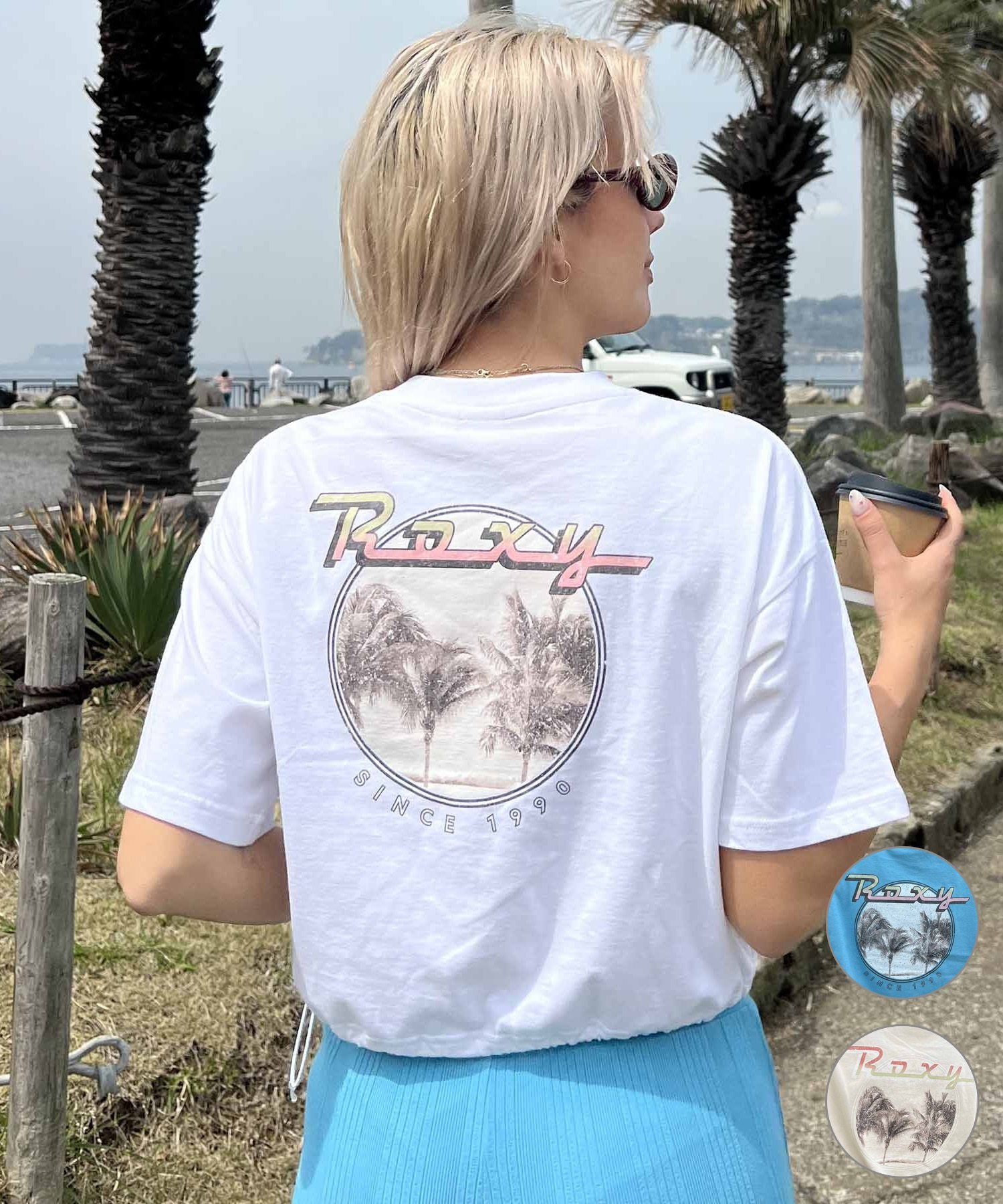 ROXY ロキシー レディース 半袖 Tシャツ バックプリント クロップ丈 ショート RST242626T(WHT-M)