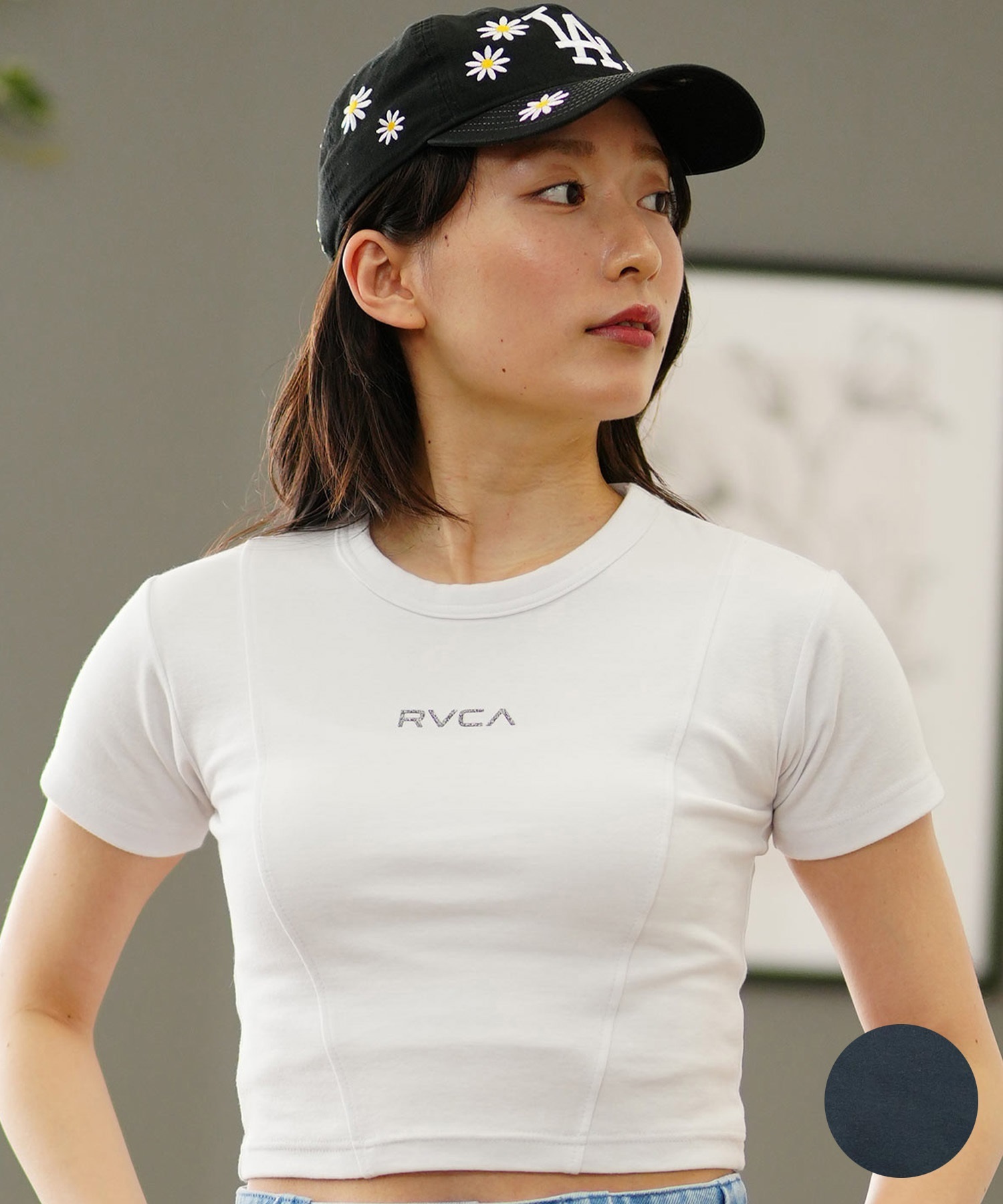 RVCA ルーカ レディース Tシャツ 半袖 ショート丈 クロップ丈 チビT BE04C-204(BLK-S)