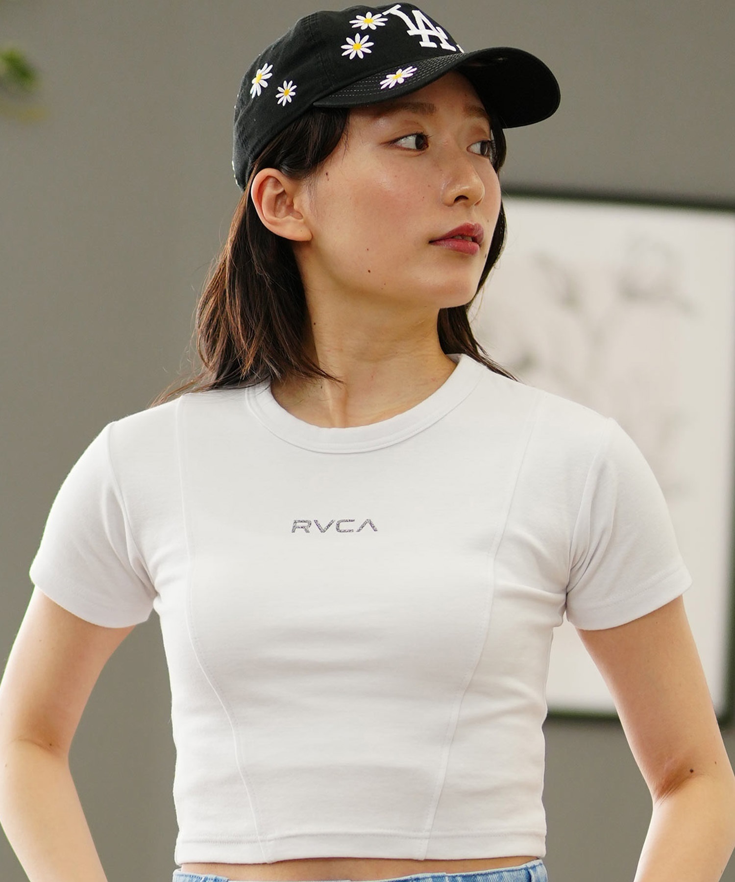 RVCA ルーカ レディース Tシャツ 半袖 ショート丈 クロップ丈 チビT BE04C-204(WHT-S)