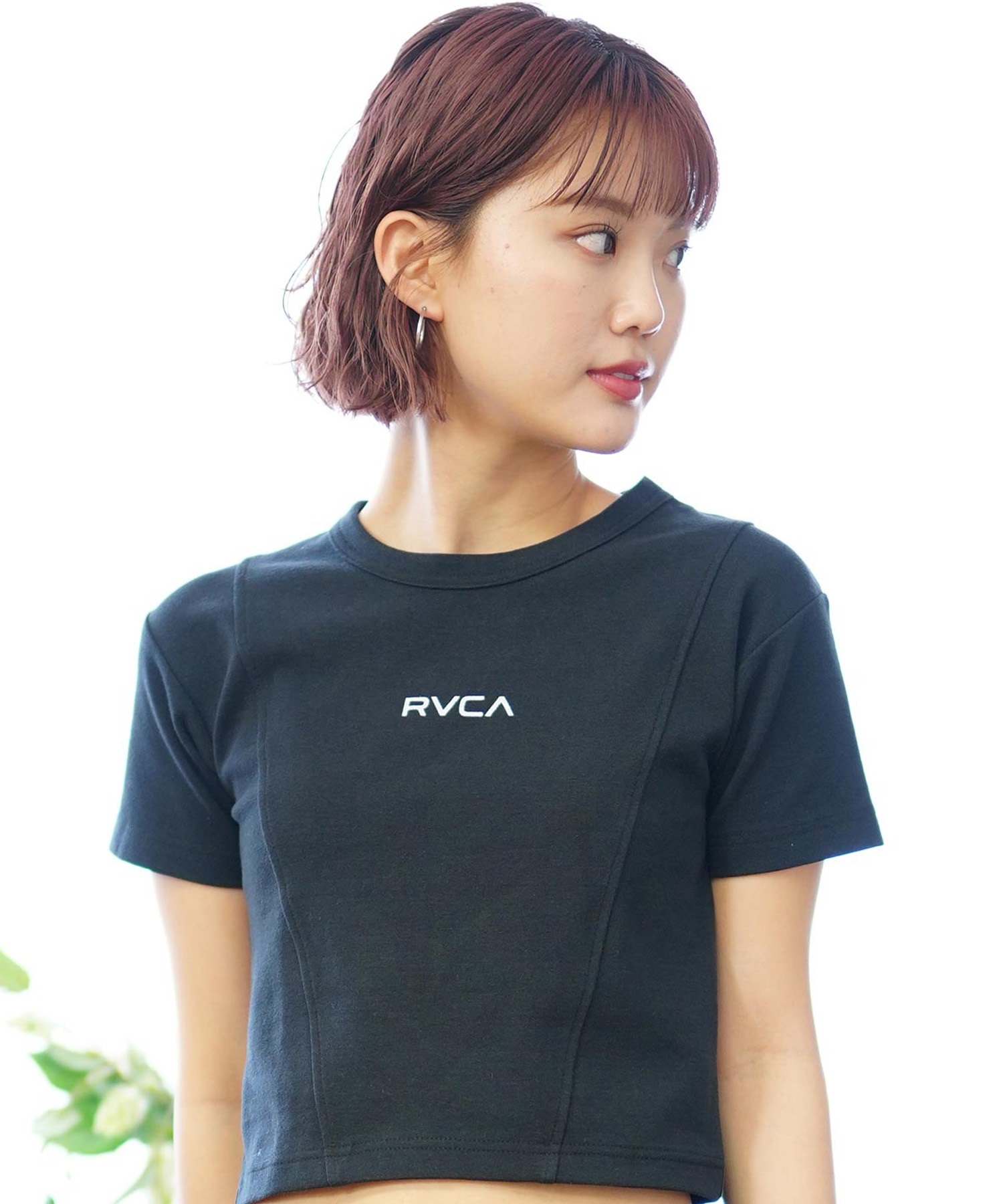 RVCA ルーカ レディース Tシャツ 半袖 ショート丈 クロップ丈 チビT BE04C-204(BLK-S)