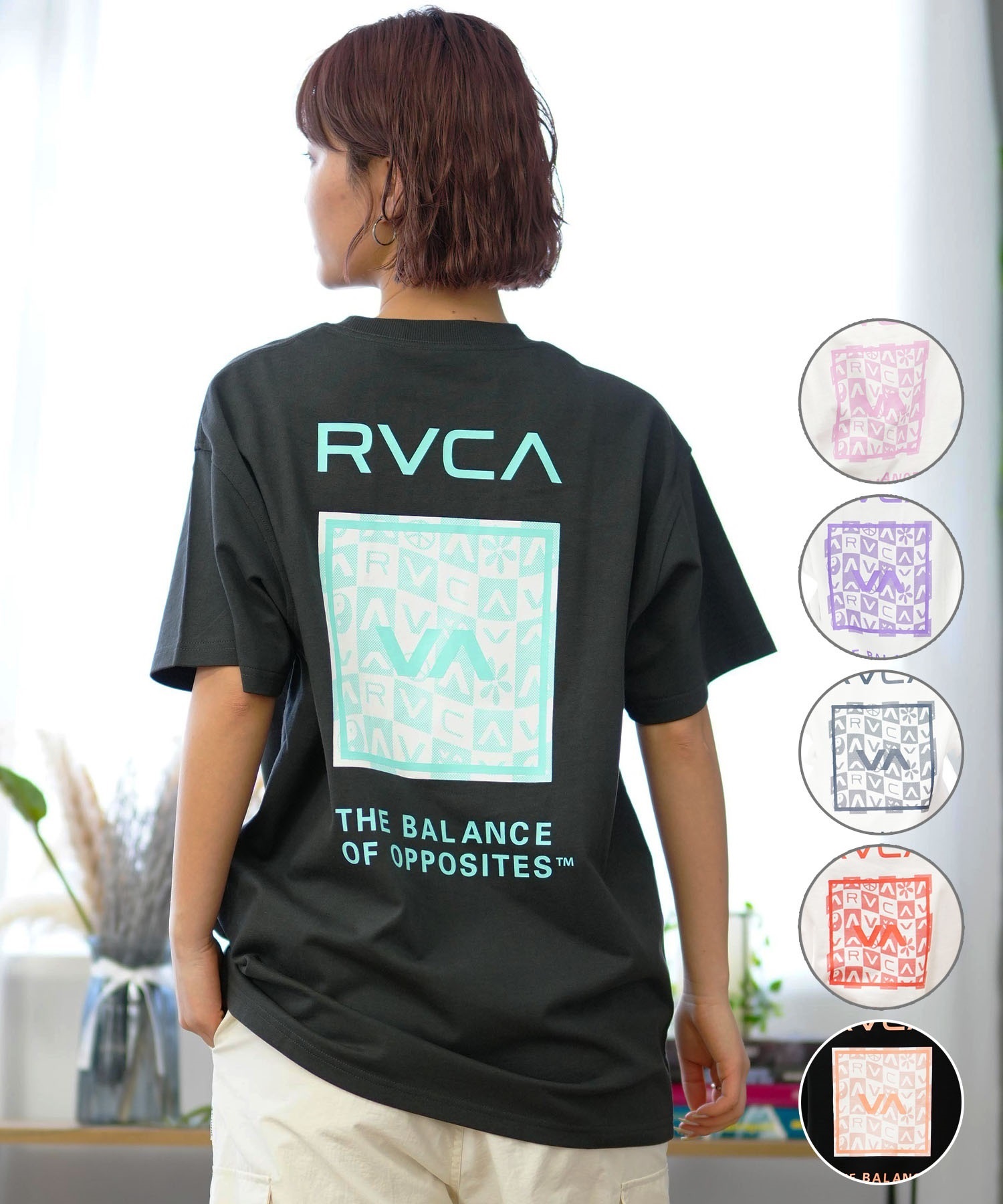 RVCA ルーカ バックプリントTシャツ レディース 半袖 Tシャツ オーバーサイズ BE04C-P21(PTK-S)