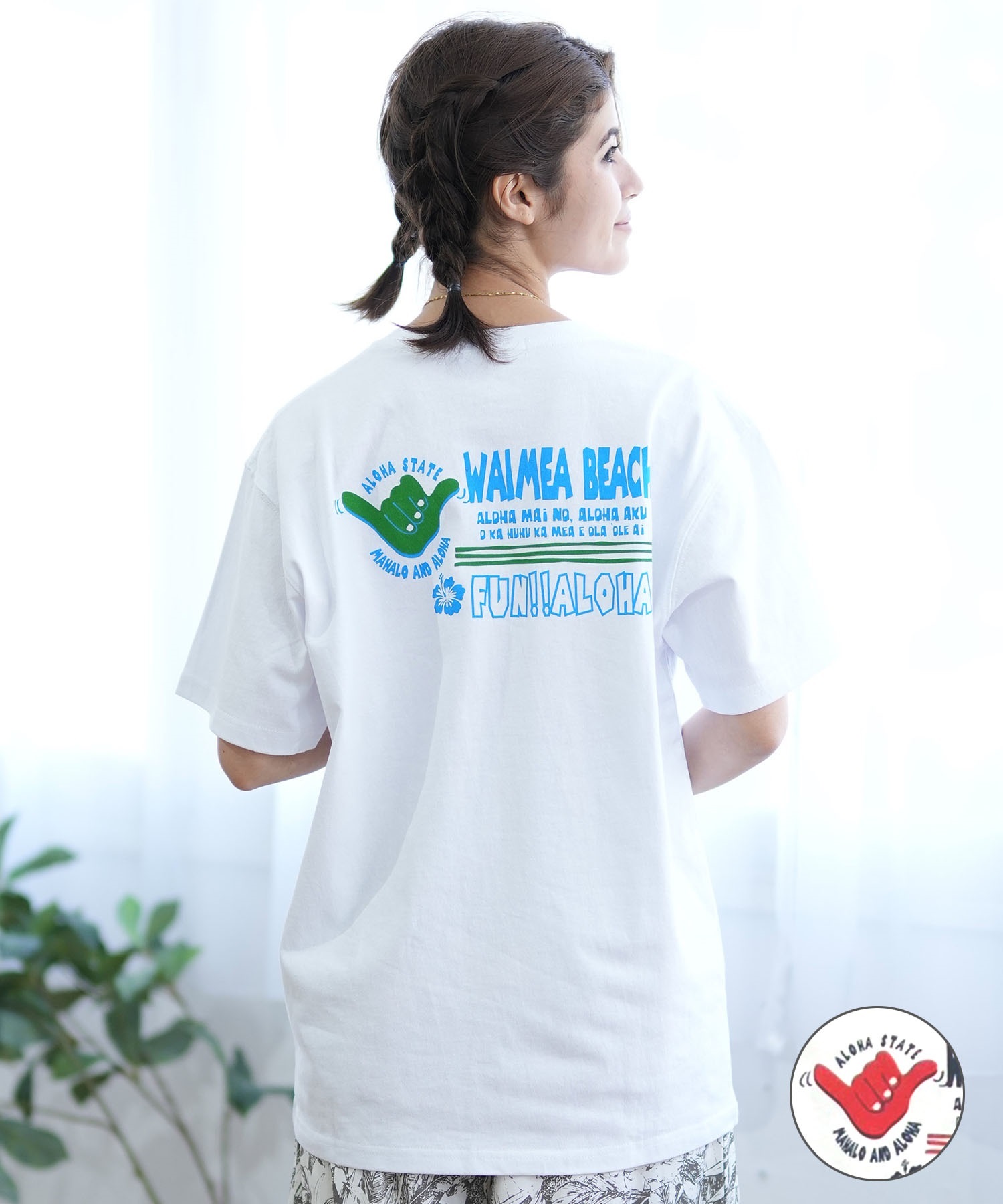 ALOHA PEOPLE アロハピープル 半袖 Tシャツ レディース バックプリント MOAP24SL007(WH/RD-M)