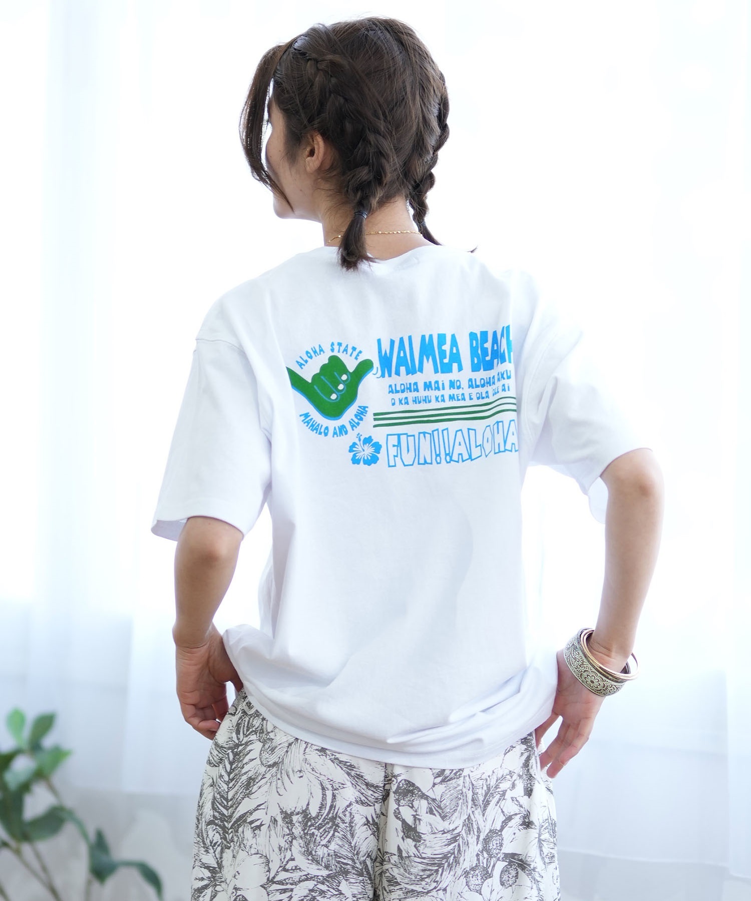 ALOHA PEOPLE アロハピープル 半袖 Tシャツ レディース バックプリント MOAP24SL007(WH/BL-M)