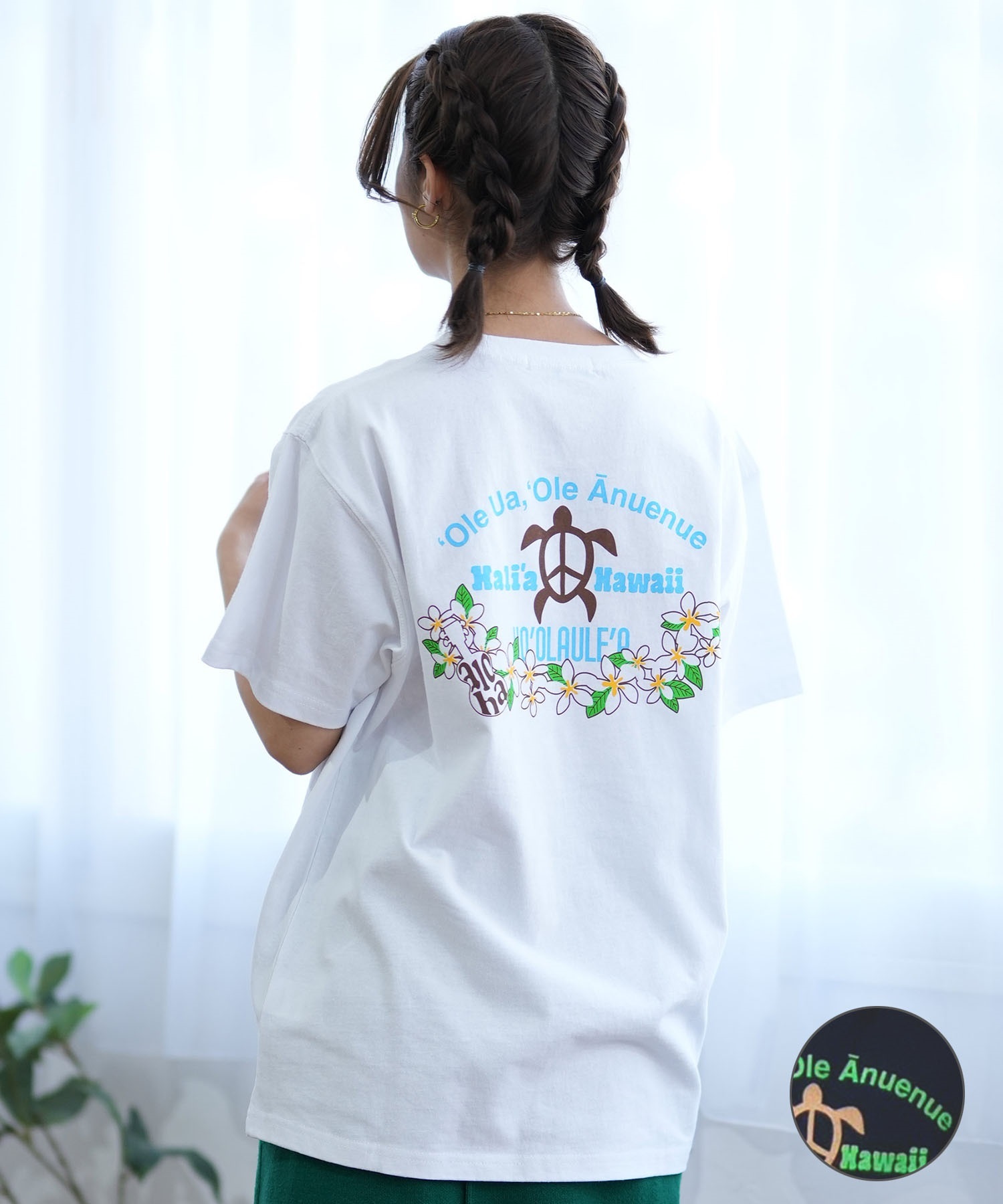 ALOHA PEOPLE アロハピープル 半袖 Tシャツ レディース バックプリント MOAP24SL009(WHITE-M)