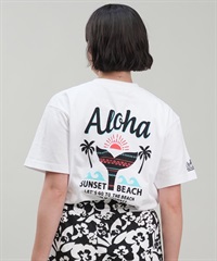 HULALANI フララニ レディース Tシャツ 半袖 バックプリント リラックスフィット 243HU2ST280(WHT-M)