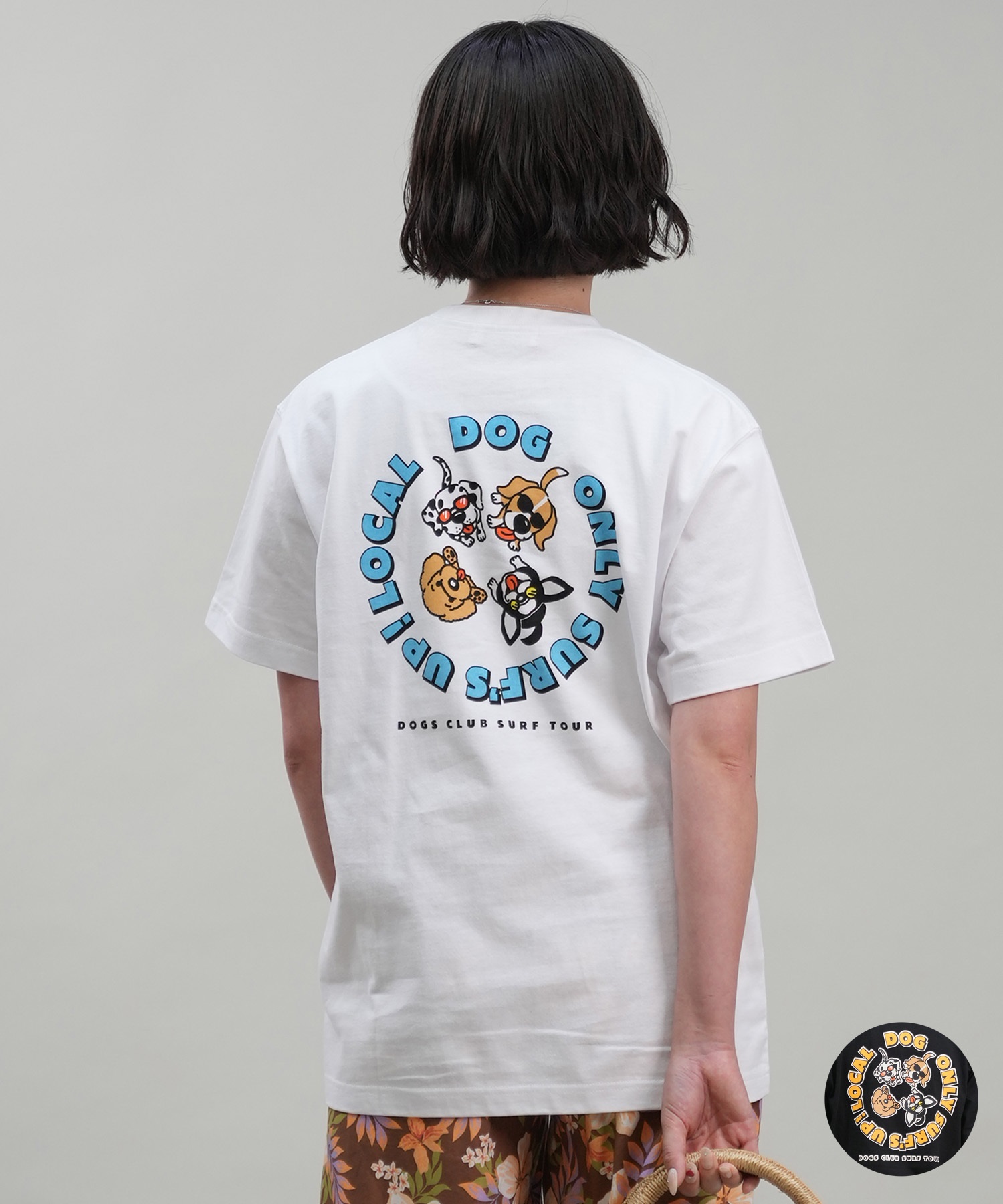 SURF'S UP サーフズアップ レディース Tシャツ 半袖 バックプリント リラックスフィット 243SU2ST290(WHT-M)